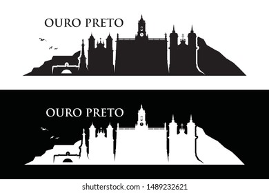 Ouro Preto skyline - Brazil - vector illustration