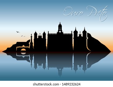 Ouro Preto skyline - Brazil - vector illustration