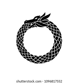 Ouroboros. Ancient mystical sign of the serpent biting its tail. Dragon Snake 