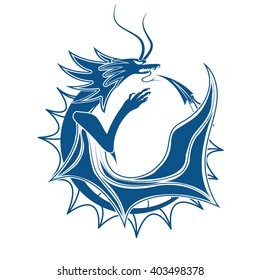 Ouroboros (dragon eating its own tail) isolated on a white background. Vector illustration EPS 10 