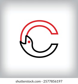 Ouroboros infinity letter C logo design. Self-eating snake linear design for companies. Traditional reptile template