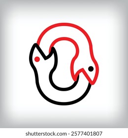 Ouroboros infinity number 0 logo design. Self-eating snake linear design for companies. Traditional reptile template