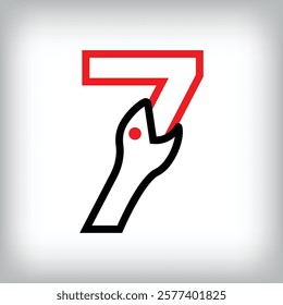 Ouroboros infinity number 7 logo design. Self-eating snake linear design for companies. Traditional reptile template