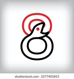 Ouroboros infinity number 8 logo design. Self-eating snake linear design for companies. Traditional reptile template