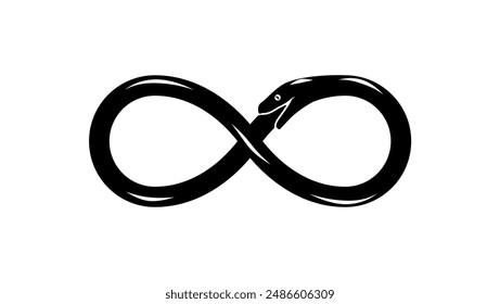 Ouroboros, the Infinity Symbol , black isolated silhouette