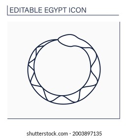 Ouroboros line icon. Ancient symbol depicting serpent or dragon eating tail.Infinity symbol. Egypt concept. Isolated vector illustration. Editable stroke