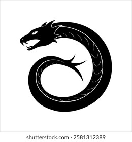 ouroboros mythical animal silhouette design on isolated 