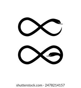 Ouroboros, a serpent biting its tail and making an infinity sign.
Snake silhouette. Symbol, sign, black, icon, silhouette, tattoo. Isolated snake on white background