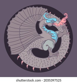 Ouroboros. Serpent or dragon eating its own tail. Ancient symbol of everlasting cycle of life, death, and rebirth. Serpent tattoo design, witchcraft, masonic, vector illustration