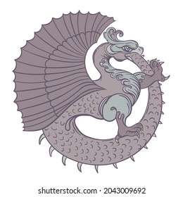 Ouroboros. Serpent or dragon eating its own tail. Ancient symbol of everlasting cycle of life, death, and rebirth. Serpent tattoo design, witchcraft, masonic, vector illustration