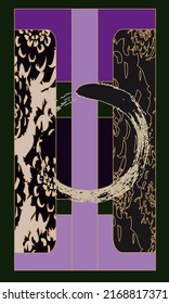 Ouroboros, serpent or dragon eating its own tail. Tarot cards back design, back side.Reverse side