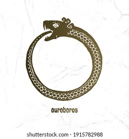 Ouroboros sign vector logotype, snake eating its own tail, eternity esoteric symbol