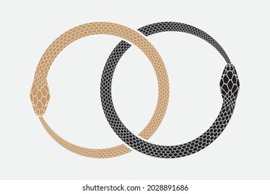 Ouroboros, symbol of infinity. Mythology design element. Vector illustration isolated on white background