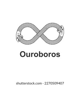 Ouroboros symbol with serpent,snake heads vector isolated - Symbol of unity