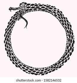 Ouroboros Tattoo. Snake is trying to eat its tail.