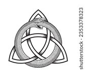 Ouroboros or uroboros serpent snake consuming its own tail and ouroboros. Tattoo, poster or print design vector illustration
