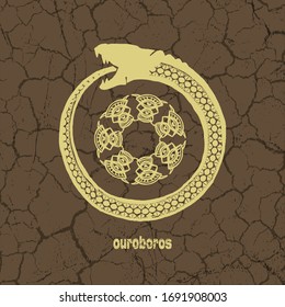 Ouroboros vector logotype, snake eating its own tail, eternity esoteric symbol