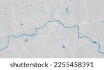 Ouse river map, York city, England. Watercourse, water flow, blue on grey background road map. Vector illustration, detailed silhouette.