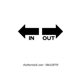 In and out arrow direction sign on white background vector illustration.