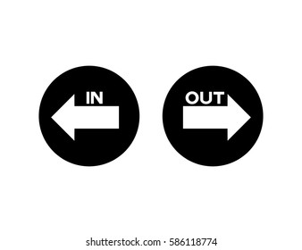 In and out arrow direction sign on white background vector illustration.
