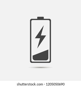 Out of battery charge vector icon. Low battery.  Layers grouped for easy editing illustration. For your design.