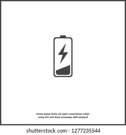 Out of battery charge vector icon. Low battery on white isolated background. Layers grouped for easy editing illustration. For your design.