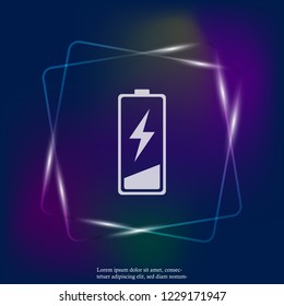 Out of battery charge vector neon light icon. Low battery. Layers grouped for easy editing illustration. For your design.