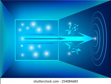 Out of box and arrow to the target concept, vector illustration