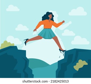 Out Of The Box Concept. Breakthrough Barrier Or Problem With Creativity And Leadership. Freedom, Character Stepping Out Of The Boarder And Overcoming Obstacles. Flat Vector Illustration