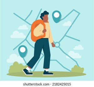 Out Of The Box Concept. Breakthrough Barrier Or Problem With Creativity And Leadership. Freedom, Character Stepping Out Of The Boarder And Overcoming Obstacles. Flat Vector Illustration