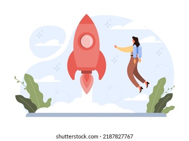 Out Of The Box Concept. Breakthrough Barrier Or Problem With Creativity And Leadership. Freedom, Character Stepping Out Of The Boarder And Overcoming Obstacles. Flat Vector Illustration