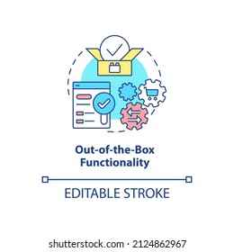 Out of the box functionality concept icon. Innovative tecnology. Web 3 0 abstract idea thin line illustration. Isolated outline drawing. Editable stroke. Arial, Myriad Pro-Bold fonts used
