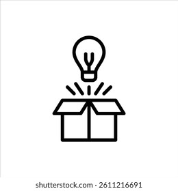 out of the box outline icon. creative black line illustration.