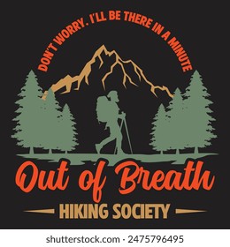 
Out of breath hiking society graphic design