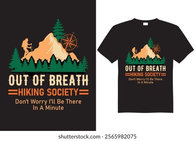 Out Of breath Hiking society T-shirt Design