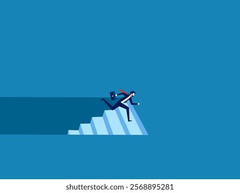 Out of business crisis, out of burnout. Businessman comes out of the basement