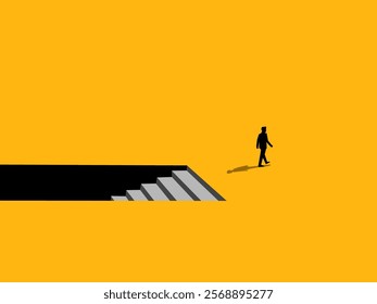 Out of business crisis, out of depression. man comes out of the basement