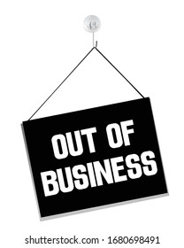 Out Of Business - Door Sign With Suction Cup