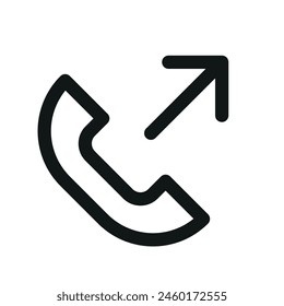 Out call isolated icon, calling linear icon, phone outline vector icon with editable stroke