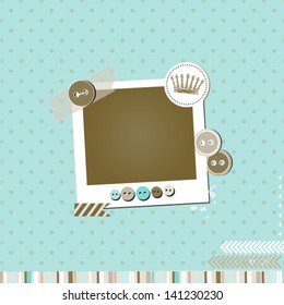 Out of color scrap vintage card with photo frame