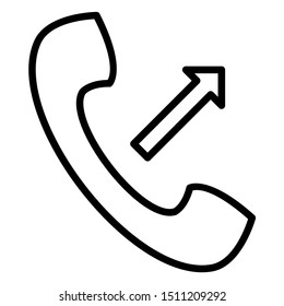out coming call icon with outline style .telephone,resizeable, editable, customable, change color