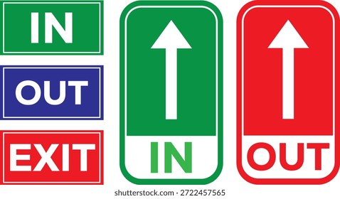 Ilustração de sinalização de vetor de placas de direção de saída de entrada