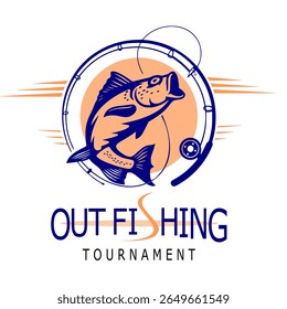 Out fishing logo design template 