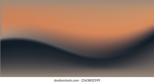 Out of focus sun setting over the ocean glowing orange with dark blue background. illustration eps10