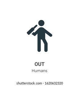 Out glyph icon vector on white background. Flat vector out icon symbol sign from modern humans collection for mobile concept and web apps design.