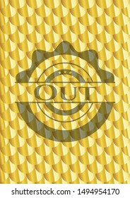 Out gold badge. Scales pattern. Vector Illustration. Detailed.