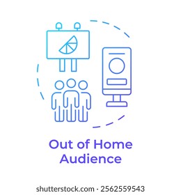 Out of home audience blue gradient concept icon. Advertisements displayed in public spaces impact research. Round shape line illustration. Abstract idea. Graphic design. Easy to use in infographic