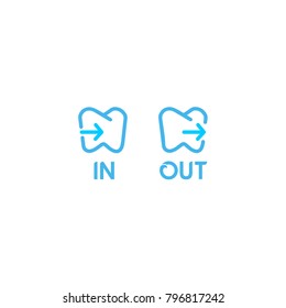 in and out icon. tooth. dental. simple. vector.