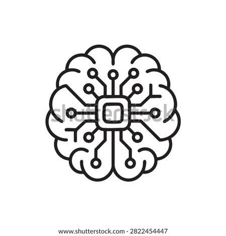 out line art black vector icon neural brain diagram featuring network, circuit