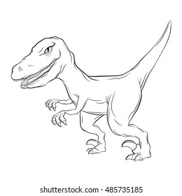 Out line cartoon of Raptor, Velociraptor, Primitive carnivore dinosaur blank white and outline layers.